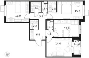 3-к квартира, вторичка, 79м2, 7/8 этаж