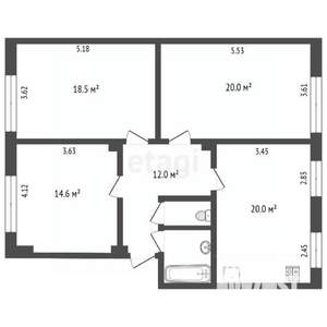 3-к квартира, вторичка, 89м2, 5/5 этаж