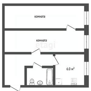 2-к квартира, вторичка, 43м2, 1/5 этаж
