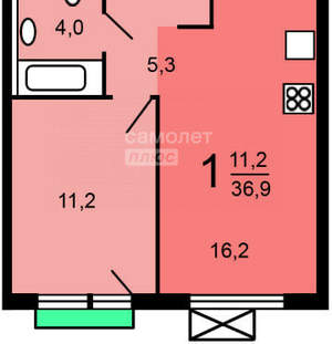 1-к квартира, вторичка, 40м2, 15/24 этаж