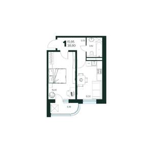 1-к квартира, строящийся дом, 39м2, 9/9 этаж