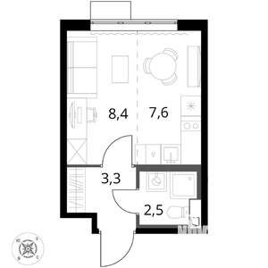 Студия квартира, вторичка, 22м2, 7/16 этаж