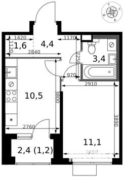 1-к квартира, вторичка, 32м2, 10/17 этаж