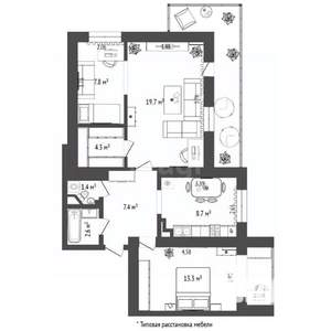 3-к квартира, вторичка, 72м2, 11/14 этаж