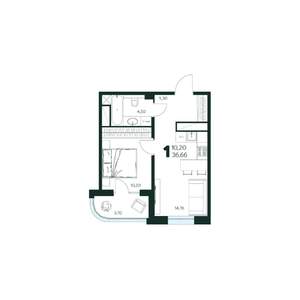 1-к квартира, вторичка, 37м2, 2/9 этаж