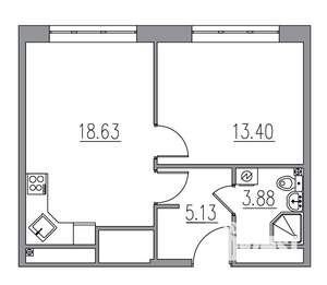 2-к квартира, вторичка, 41м2, 7/8 этаж
