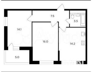2-к квартира, вторичка, 59м2, 11/18 этаж