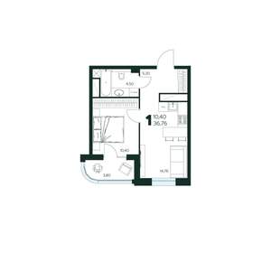 1-к квартира, вторичка, 37м2, 7/9 этаж