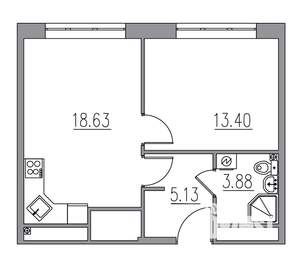 2-к квартира, вторичка, 41м2, 2/8 этаж