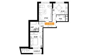 2-к квартира, строящийся дом, 65м2, 5/7 этаж