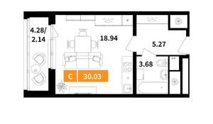 Студия квартира, вторичка, 30м2, 4/14 этаж