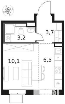 1-к квартира, вторичка, 24м2, 17/17 этаж