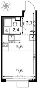 Студия квартира, вторичка, 21м2, 4/17 этаж