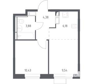 1-к квартира, вторичка, 34м2, 7/12 этаж