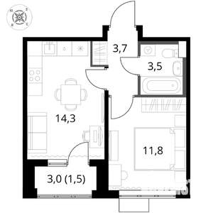 1-к квартира, вторичка, 35м2, 15/17 этаж