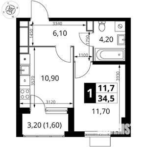 1-к квартира, вторичка, 34м2, 6/8 этаж