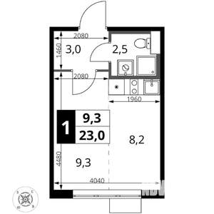 Студия квартира, вторичка, 23м2, 8/17 этаж