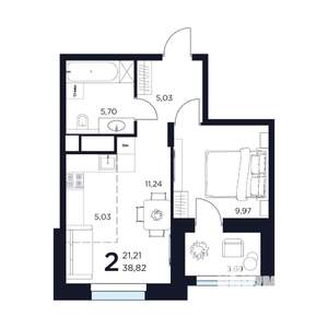 2-к квартира, вторичка, 39м2, 5/15 этаж