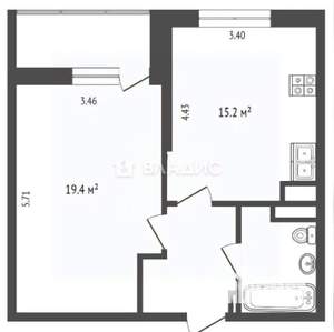 1-к квартира, вторичка, 49м2, 14/25 этаж