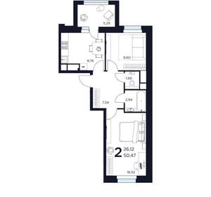 2-к квартира, вторичка, 50м2, 13/15 этаж