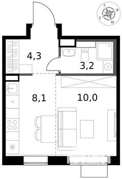 1-к квартира, вторичка, 26м2, 17/17 этаж