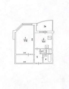 1-к квартира, вторичка, 38м2, 23/25 этаж