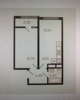 2-к квартира, вторичка, 43м2, 4/8 этаж