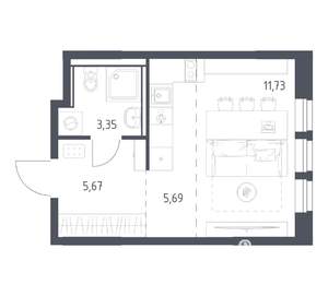 Студия квартира, вторичка, 26м2, 13/17 этаж