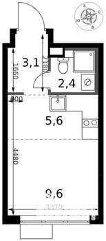 Студия квартира, вторичка, 21м2, 3/17 этаж