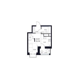 1-к квартира, строящийся дом, 26м2, 8/15 этаж