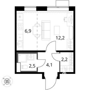 Студия квартира, вторичка, 28м2, 8/17 этаж