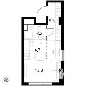 1-к квартира, вторичка, 25м2, 13/17 этаж