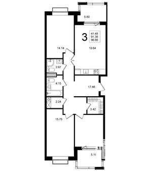 3-к квартира, вторичка, 97м2, 5/5 этаж