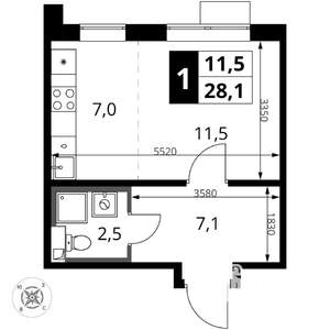 Студия квартира, вторичка, 28м2, 15/16 этаж