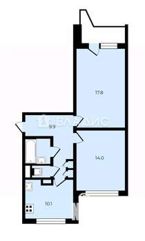 2-к квартира, вторичка, 56м2, 6/17 этаж