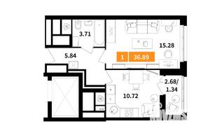 1-к квартира, вторичка, 37м2, 10/14 этаж