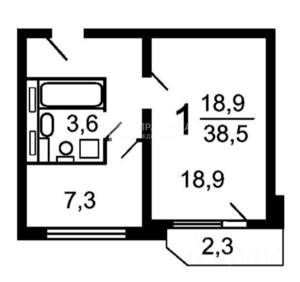 1-к квартира, вторичка, 38м2, 7/17 этаж