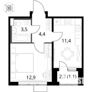 1-к квартира, вторичка, 33м2, 9/17 этаж