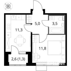 1-к квартира, вторичка, 33м2, 6/16 этаж
