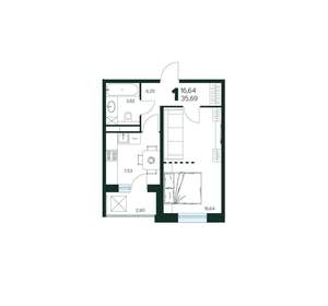 1-к квартира, вторичка, 36м2, 5/9 этаж