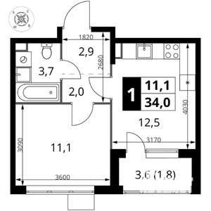 1-к квартира, вторичка, 34м2, 5/17 этаж