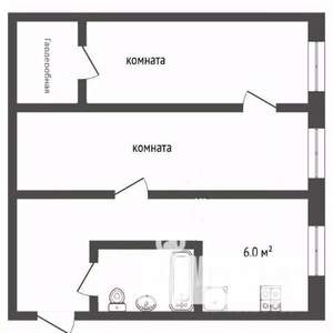 2-к квартира, вторичка, 43м2, 1/5 этаж