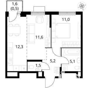 2-к квартира, вторичка, 47м2, 8/17 этаж