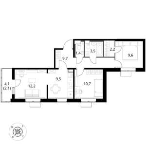 3-к квартира, вторичка, 61м2, 11/17 этаж