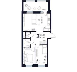 3-к квартира, вторичка, 62м2, 12/15 этаж