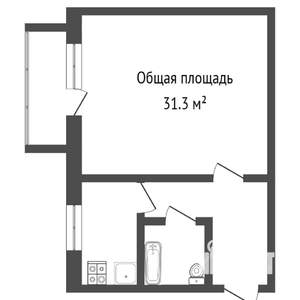 1-к квартира, вторичка, 31м2, 3/5 этаж
