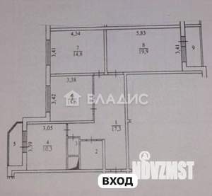 3-к квартира, вторичка, 81м2, 24/25 этаж