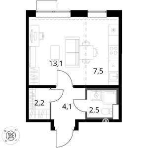Студия квартира, вторичка, 29м2, 4/17 этаж