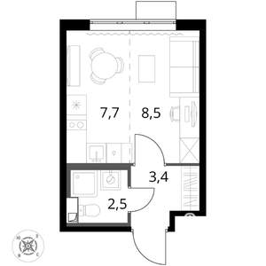 Студия квартира, вторичка, 22м2, 6/16 этаж