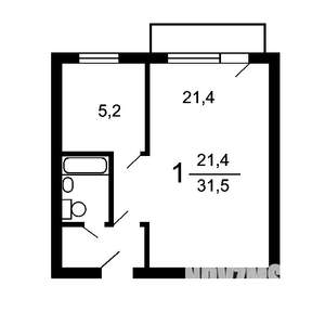 1-к квартира, вторичка, 31м2, 8/9 этаж